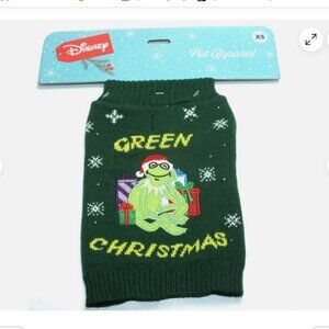 nwt DISNEY DOG CAT SWEATER CHRISTMAS KERMIT THE FROG GREEN XS